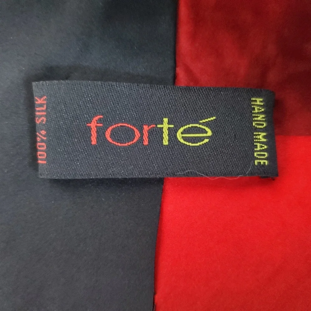 Forte Neck Tie Men's Red and Black Geometric Hand Made Tie 100% Silk‎ 60